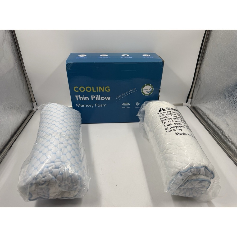 Flat Pillows For Sleeping Thin Memory Foam Pillows For Stomach And Back Sleeper